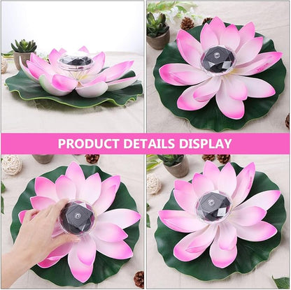 BESTonZON 2pcs Solar Floating Lotus Pond Lights, Outdoor Landscape LED Water Garden Decor with Color-Changing Gradient, Solar-Powered Waterproof Pool Lamps for Garden Pond