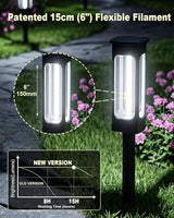 Solar Pathway Lights Outdoor 6 Pack, Upgraded Brighter 6 Inch extended filament Solar Garden Lights, Waterproof Up to 15 Hrs Lighting for Yard Garden Walkway Driveway Landscape Patio Decor （White）