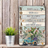 YOYI ART Bible Blessed Signs for Home Decor - Garden Patio Signs for Outside, Cactus Car Bird Vintage Metal Tin Signs for Backyard, Patio, Front Door, Porch, Farm House Wall Art Decor Art, 8 x 12 inch
