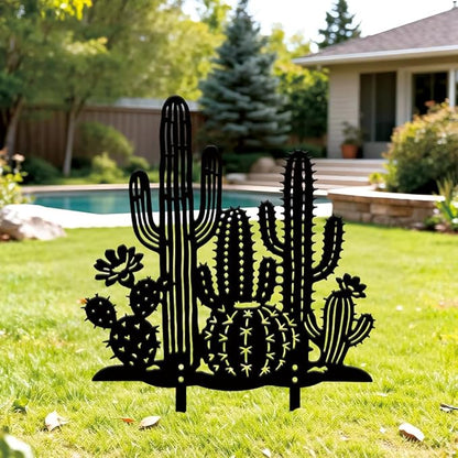 SUPERDANT Metal Cactus Garden Decor for Outside Plant Yard Stakes for Decorations Outdoor Statues Iron Art Stake Decorative Silhouette Lawn Ornament Patio Porch Farmhouse Decoration Gifts