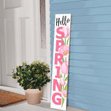 Hello Spring Porch Sign Tulip Wooden Welcome Sign Vertical Spring Hanging Signs For Standing Front Porch Decor Rustic Wall Decor Home Farmhouse Yard Door Spring Decorations 47.2"H