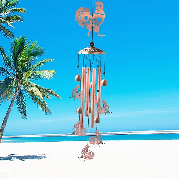 Chicken Wind Chimes,Outdoor,Gifts for Women Birthday Gifts for Men/Mom/Grandma Rooster Metal WindChimes Outside/Indoors, Lawn, Patio, Garden Decor, Yard Decorations