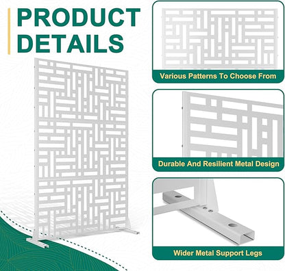 72" H×47" W Metal Privacy Screen Outdoor Privacy Screen Freestanding, Outdoor Privacy Screens and Panels for Patio Lawn Deck(Consists of 3 Panels)