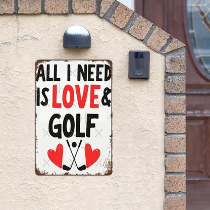 Vintage Metal Tin Sign All I Need Is Love And Golf 8x12 Inches Retro Wall Decor for Home,Garden,Patio,Office,Kitchen,Bedroom,Funny Quotes and Gothic Designs