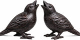NACH Cast Iron Baby Crow Statue, Raven Garden Statues, Crow Garden Sculpture, Bird Figurines Home Decor, Crow Decor, Raven Decor, Black Bird Statue, 5.4 x 2.2 x 3.2 inches, Set of 2, JS-90-7116