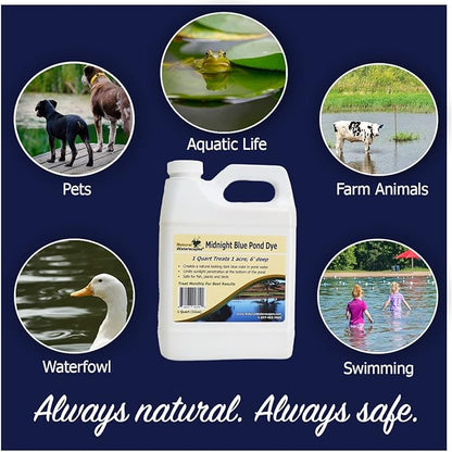 Natural Waterscapes Pond Dye - Reflective Black Super Concentrate - 1 Quart Treats 1 Acre up to 6 Feet Deep, Black Pond Dye Creates a Dark Mirrored Reflection of Surroundings (1)