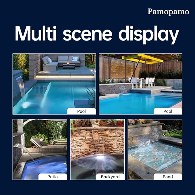 Pamopamo Pond Waterfall Spillway Stainless Steel Pool Fountain, APP Control LED Lighted Waterfalls Kit, Outdoor Water Flow Waterfalls Kit for Garden Patio Koi Pond Decoration-23.6"x7.8"x3.9"
