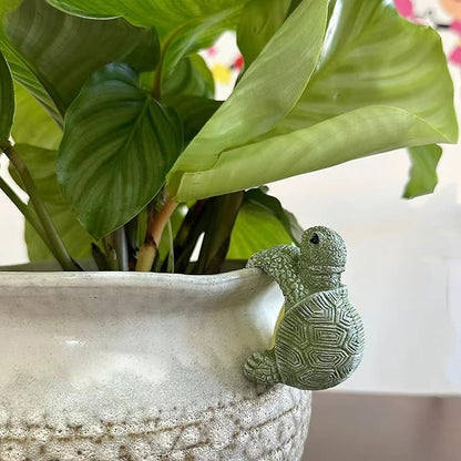 2Pcs Turtle Figurines Plant Pot Hang Decor Resin Tortoise Sculpture Garden Balcony Yard Decoration