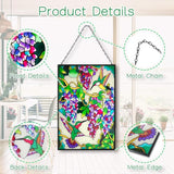 VEWOGARDEN Hummingbird Stained Glass Window Hangings 10" W x 15" H Bird Suncatcher Panel with Chain Windows Hanging Decor Ornament Gift