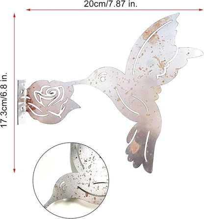Rusty Metal Hummingbird, Metal Birds Yard Decor Metal Yard Art Garden Ornaments Rustic Outdoor Patio Yard Decor Garden Gift for Fence Toppers Backyard