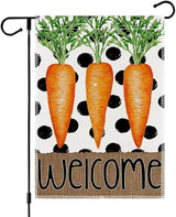 1Pcs Easter Garden Flag 12x18 Inch, Double Sided Weatherproof Garden Flag for Outside, Cute Carrot Yard Banner, Welcome Garden Flag, Spring Lawn Sign, Easter Garden Flags for Outdoor Decor