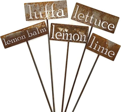 Classic Metal Garden Markers 19 Inches Tall (lemon verbena, Naturally Rusted)