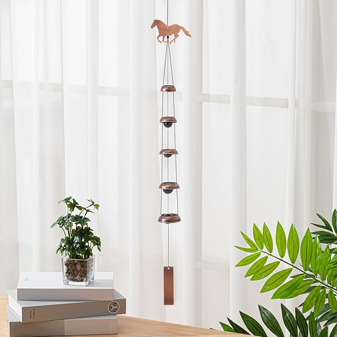 Geelin Horse Wind Chimes for Outside Memorial Gift for Women Men, 36" Copper Metal Wind Chime for Garden Front Yard Patio Decor, Memorial Housewarming Birthday Festival Gifts for Horse Lovers
