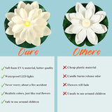 LACGO 24 PCS Water Activated Floating Lights - 6'' Waterproof Floating Lotus Light Battery Operated Artificial Floating Flowers for Pool Wedding Anniversary Garden Decoration(6 Inch, White)