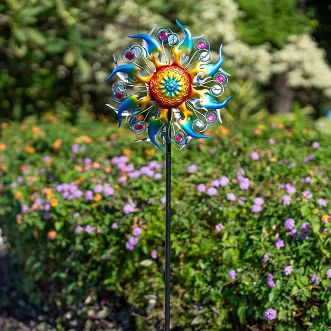 Wind Spinner Outdoor,Kinetic Metal Wind Spinner for Yard,Rustproof＆Waterproof Windmill,Wind Sculptures for Yard Decor 13 * 57 Inches