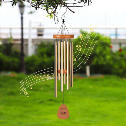 Aluminium Wind Chimes, 26" Wooden Sympathy Wind Chimes, Memorial Wind Chime for Loss of Loved One, Wind Tubes of Sympathy Gift, for Home Decor Outdoor Garden Patio(Golden)