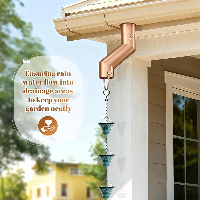 Tfro & Cile Rain Chain Gutter Adapter Gold Installation Suit for Gutter Downspout Outlet