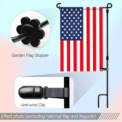 HOOSUN 20 Pack Garden Flags Clips And Stoppers,Tiger Clips For Garden Flag Holder,Rubber Stoppers Yard Flag Holder Clip for Small Flags Pole 4th of July Accessories