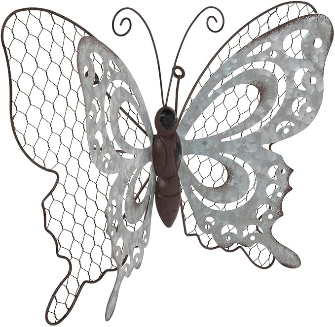 Hobby Lobby Metal Wall Art, Spring, Garden, Indoor/Outdoor (Brown/Silver Butterfly)