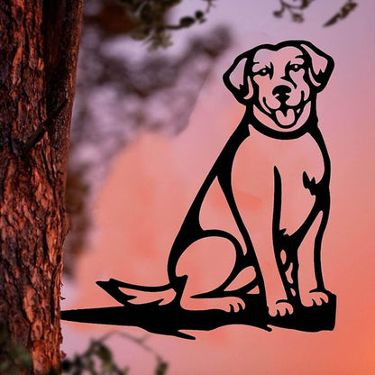 Metal Garden Dog Statue Ornament Gift Metal Art Dog Silhouette Decoration Steel Dogs Statue Decorative Garden Stakes for Yard, Lawn, Patio, Pathway (Labrador)