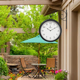 Large Metal Double Sided Wall Clock 13.4" - Decorative Indoor Outdoor Double Sided Clock - Easy to Read, Hanging Train Station Style for Patio, Garden, Office - Antique Style Outside Corner Wall Decor