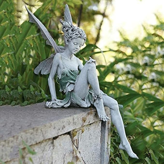 Garden Statues Sitting Fairy Statue Craft Landscaping Yard Decoration,Outdoor Fairy Tale Angel Statue Decoration for Landscaping Yard Yard Ornaments Decor