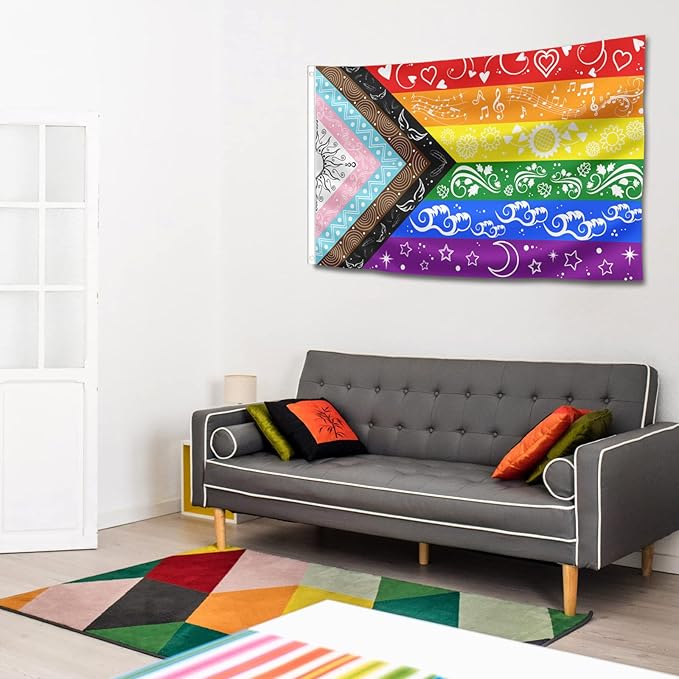 Pride Flags Large LGBTQ Flag Bisexual Gay Progress Rainbow Flag Double Sided 3x5FT Garden Outdoor Original Design Cute Print Pattern