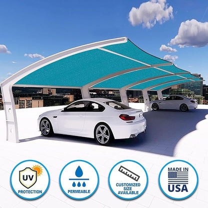 Houssity Turquoise 3' x 59' Balcony Deck Fence Privacy Screen Cover Panel Shade Cloth Fabric for Chain Link Fence Patio Pool Railing Walkway Porch Playground Dog Kennel Residence Commercial Use