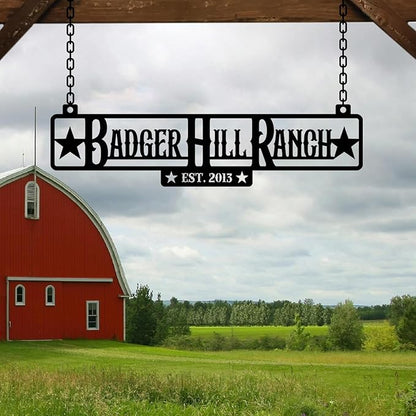 Personalized Metal Farm Sign, Customized Family Name Ranch Sign, Large Last Name Sign for Farmhouse Decoration, Outdoor Farm Wall Art, Welcome Sign, Entrance Gate Sign, Farm Lovers Gift, Garden Decor