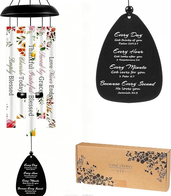 32 in Christian Wind Chimes Easter Gifts for Women Men Large Inspirational Religious Spiritual Wind Chimes with Bible Verse Baptism Easter Birthday Faith Based Gifts for Mom Sister