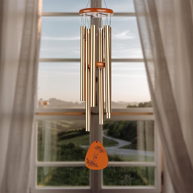 Mothers Day Wind Chimes for Mom, 28 Inches Outdoor Indoor Gift with Mute Option, Birthday Present from Daughter or Son, Hanging Decor for Patio Porch Balcony Yard, Mothers Day Items Gift for Mother
