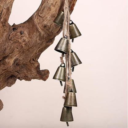 2 Pieces Witch Bells for Door Knob for Protection Handmade Witchcraf Door Hanging Bell Rustic Witch Wind Chimes for Boho Home Room Decor (Rustic)