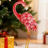 Shorayn Garden Statues Flamingo Sculptures Metal Yard Art, Pink Bird Art Outdoor Backyard Decor Patio Lawn Porch Ornament Flamingo Yard Decoration