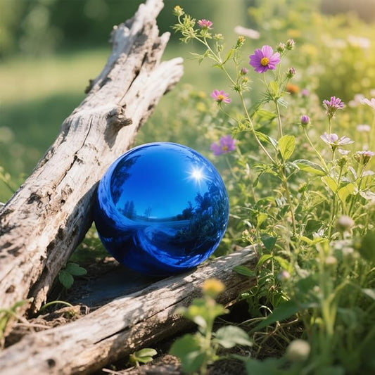 12 Inch Stainless Steel Gazing Ball, Garden Gazing Globe Mirror Ball, Polished Shiny Sphere for Garden Yard Outdoor, Swimming Pool Decoration (Blue)