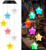 GlikCeil Star Solar Wind Chimes 27.5inch Outside Waterproof Hanging LED for Yard, Porch, Patio, Pajama Party, Color Changing Lights(Sleeping Star)