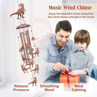 Dinosaur Wind Chimes for Outside,Dinosaur Gifts for Adults Men Women/Memorial/Birthday Metal windchimes Outdoors/Indoors,Garden,Patio,Home,Porch,Yard Decoration