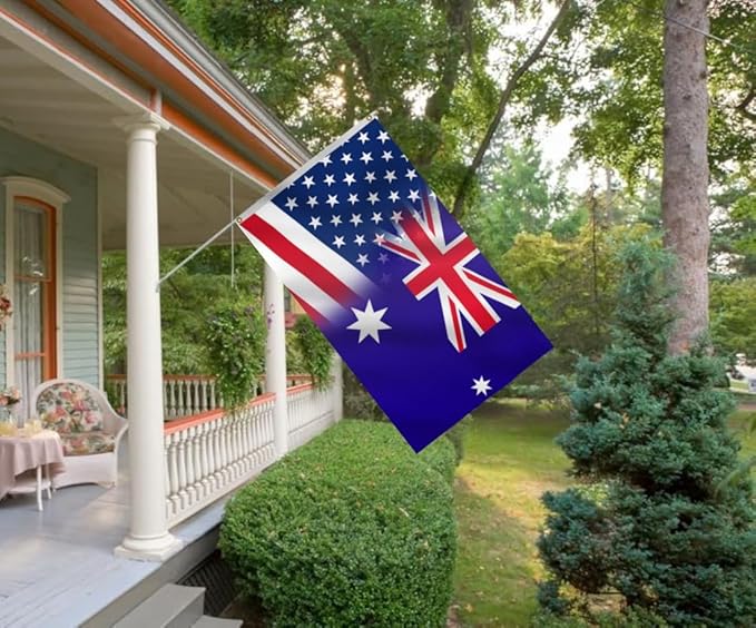 USA Australia Combination Flag 3X5FT, American Australian Flags,Both Sides Printed, Men Women Banner,Vibrant Colors, Double Stitched with 2 Brass Grommets, Bar Garden Street Decoration, GYM, Office Decor,Indoor Outdoor Use,Gifts. (US-AUS-X, 3x5ft)