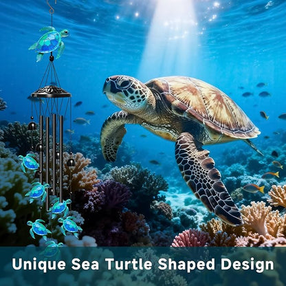 Sea Turtle Wind Chimes for Outside, Turtle Gifts for Women/Men/Mother/Father, Metal Windchimes for Birthday/Christmas/Thanksgiving, Turtle Decor for Patio, Garden,Yard, Home