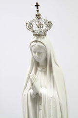 Vittoria Collection 28 Inch Our Lady of Fatima with Jeweled Metal Crown Virgin Mary Italian Statue Sculpture Made in Italy Indoor Outdoor