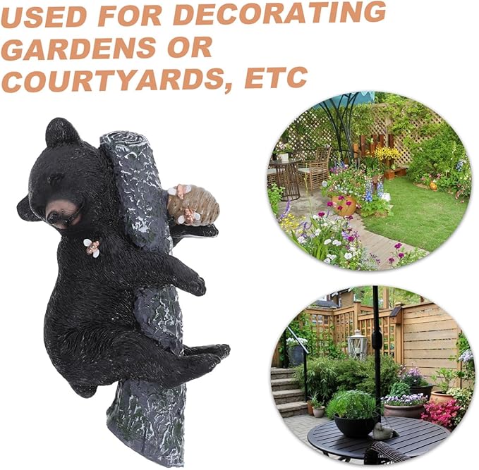 Toyvian Resin Bear Sculpture Lifelike Outdoor Animal Decor for Garden Durable Weather-Resistant Art Charming Tree Decoration for Nature Lovers and Adventurers