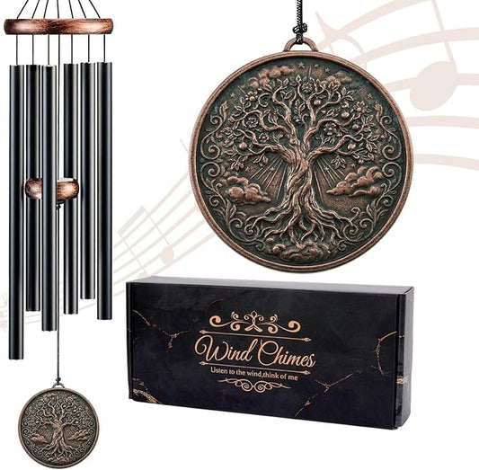 Tree of Life Wind Chimes for Outside - Hamdwerk 32" Deep Tone Wind Chime Outdoor, Mother's Day Christmas Birthday Housewarming Gifts for Mom Grandma, Memorial Sympathy Windchime for Garden Patio Decor