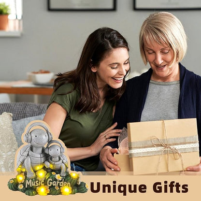 Solar Garden Turtle Statue 5.9"with Headphones,Solar Statue with 5 LED Lights,Anti-Fade Stone Texture Turtle Gifts for Women Men Mom Dad,Unique Resin Lawn Ornaments for Patio Yard Lawn Balcony