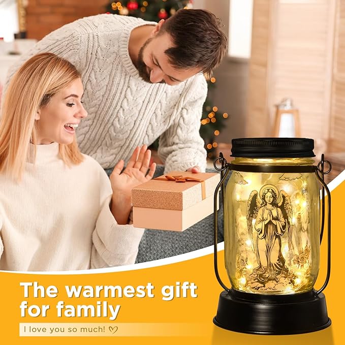 Guardian Angel Gifts for Women/Men Angel Praying Solar Lantern Mom Birthday, Mothers Day, Christmas Gifts,Sympathy Solar Lantern Garden Decoration Outside for Yard, Patio,Backyard,Porch, Torches