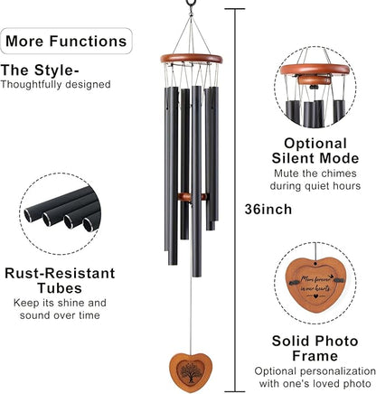 Memorial Wind Chimes for Loss of Mother - 36'' Outside Sympathy Wind Chimes Gifts for Loss of Mom, Windchimes in Memory of Mom Mother, Home Outdoor Garden Porch Patio Decor