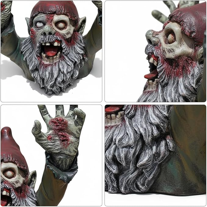 Garden Gnomes Decor, 4 Inch Scary Gnome for Patio Halloween Decoration, Garden Sculptures, Resin Yard Figurine for Garden Patio Lawn, Ornament for Mini Gift, Festive Decorations