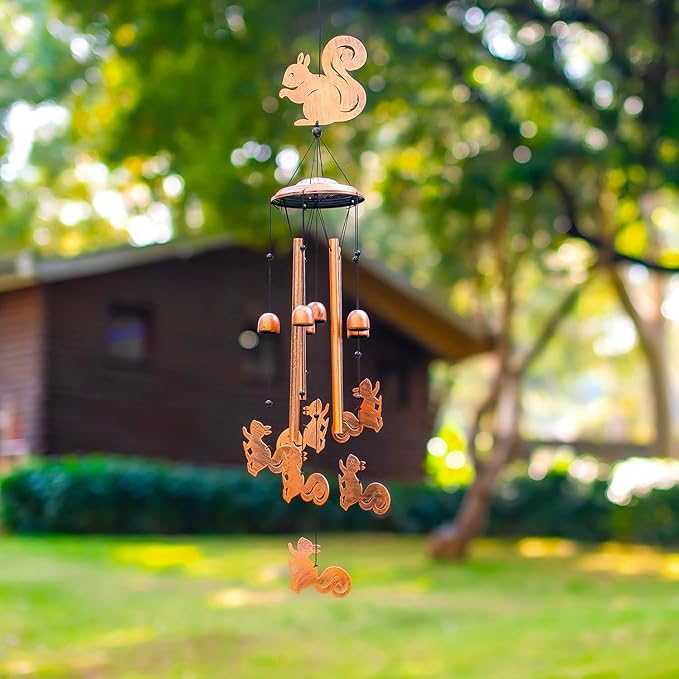for Mom Squirrel Wind Chimes for Outside,Squirrel Gifts for Women Men/Memorial Gift/Birthday Gifts Metal windchimes Outdoors/Indoors,Garden Decor,Patio,Home,Porch,Yard Decorations