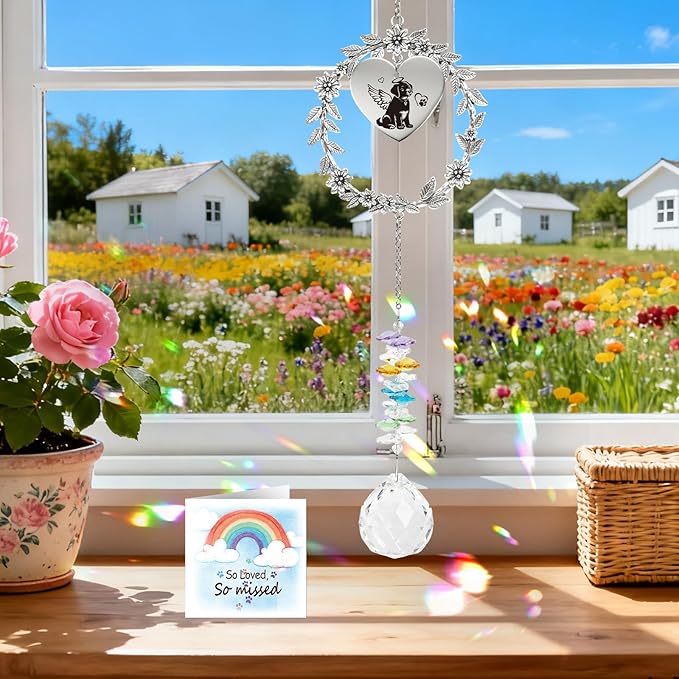 Rngmsi Dog Memorial Gifts for Loss of Dog, Pet Memorial Crystal Suncatcher Gifts, Loss of Doggie Bereavement Passing Away Sympathy Windows Hanging Remembrance Ornaments