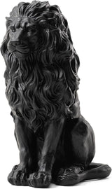 Glitzhome Guardian Sitting Lion Statue Regal Indoor and Outdoor Garden Sculpture for Home Entrance Porch and Yard, 20.75in Tall, Black