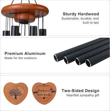 Memorial Wind Chimes for Loss of Father - 36'' Outside Sympathy Wind Chimes Gifts for Loss of Dad, Windchimes in Memory of Dad Father, Home Outdoor Garden Porch Patio Decor