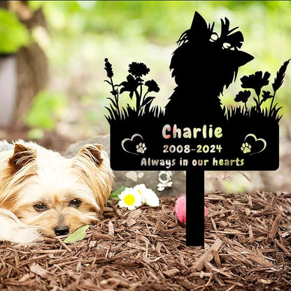 Personalized Yorkshire Terrier Dog Memorial Grave Marker,Custom Flora Dog Memorial Garden Stake,Dog Memorial Plaque Burial Stake Engraved Sign,Dog Sympathy Grave Stake,Dog Memorial Statue Yorkshire1